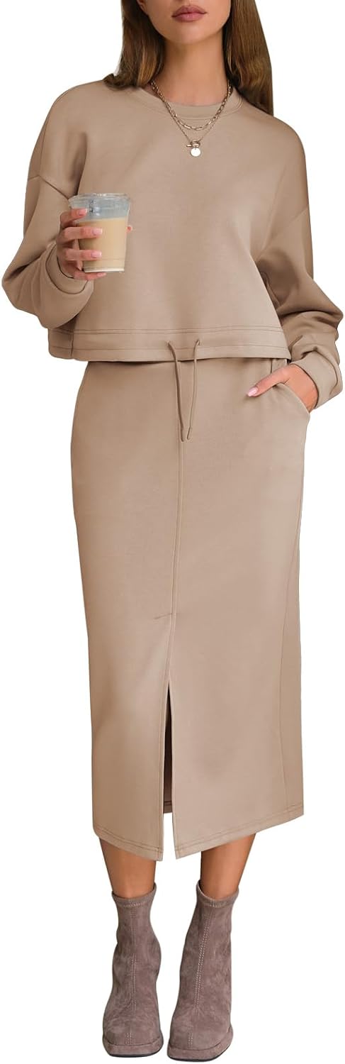 EXLURA Womens 2 Piece Skirts Set for Stylish Fall Outfits