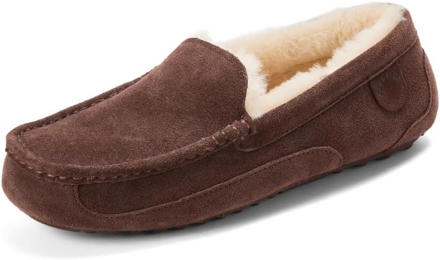 Men's Melbourne Genuine Shearling Moccasin Slippers for Comfort