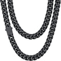 Mens Black/Gold Plated Cuban Link Chain 5mm-14mm - Durable Hip Hop