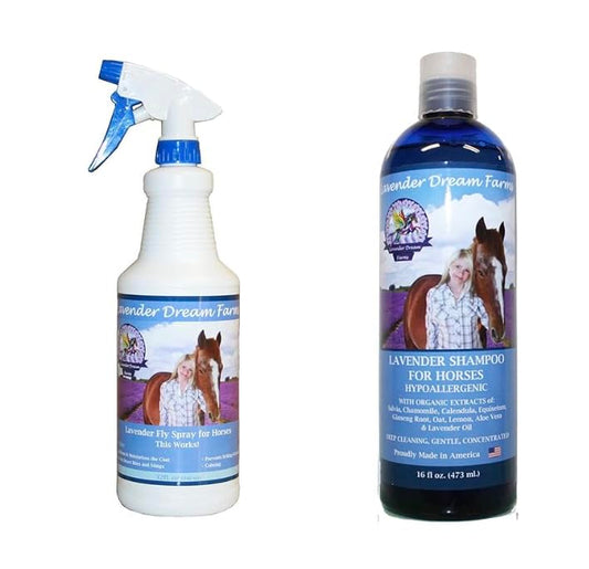 Natural Lavender Fly Spray and Shampoo for Horses - 32 oz