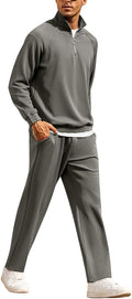 Men's Tracksuit 2 Piece Relaxed Fit Half-zip Sweatsuit - Soft Stretch