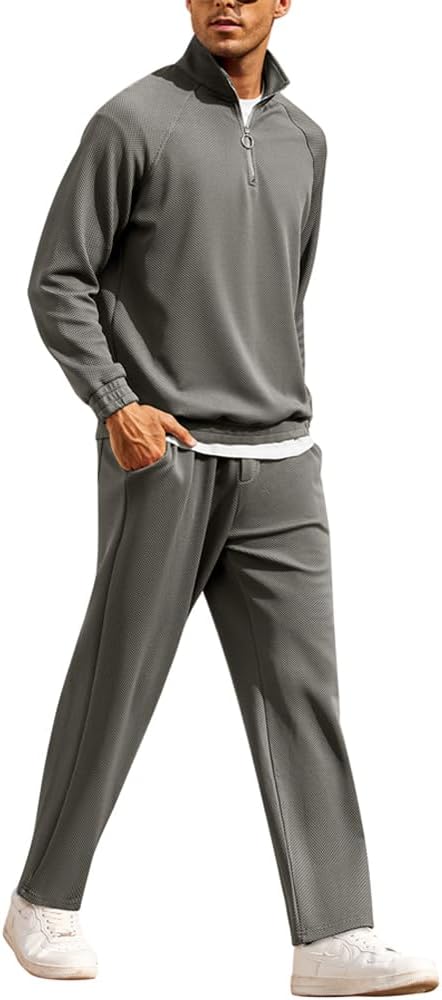 COOFANDY Men's Tracksuit 2 Piece Relaxed Fit Half-zip Sweatsuits