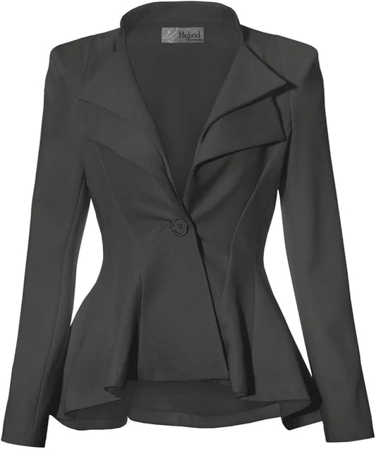 Hybrid Women's Casual Work Office Dressy Blazer with Peplum Style