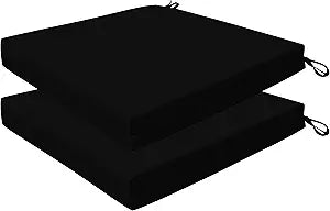 Honeycomb Indoor Outdoor Sunbrella Canvas Black Dining Seat Cushions