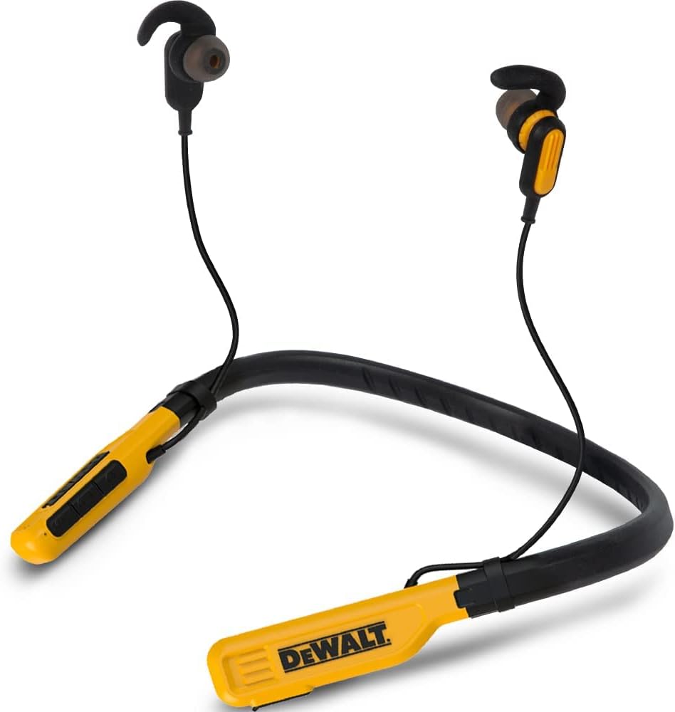 DEWALT Wireless Neckband Headphones: 30H Runtime
