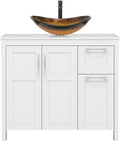 36 Inch Bathroom Vanity with Sink and Elegant Black Glass Bowl
