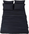 California King Black Microfiber Bed Sheet Set - 6pc Luxury Deep