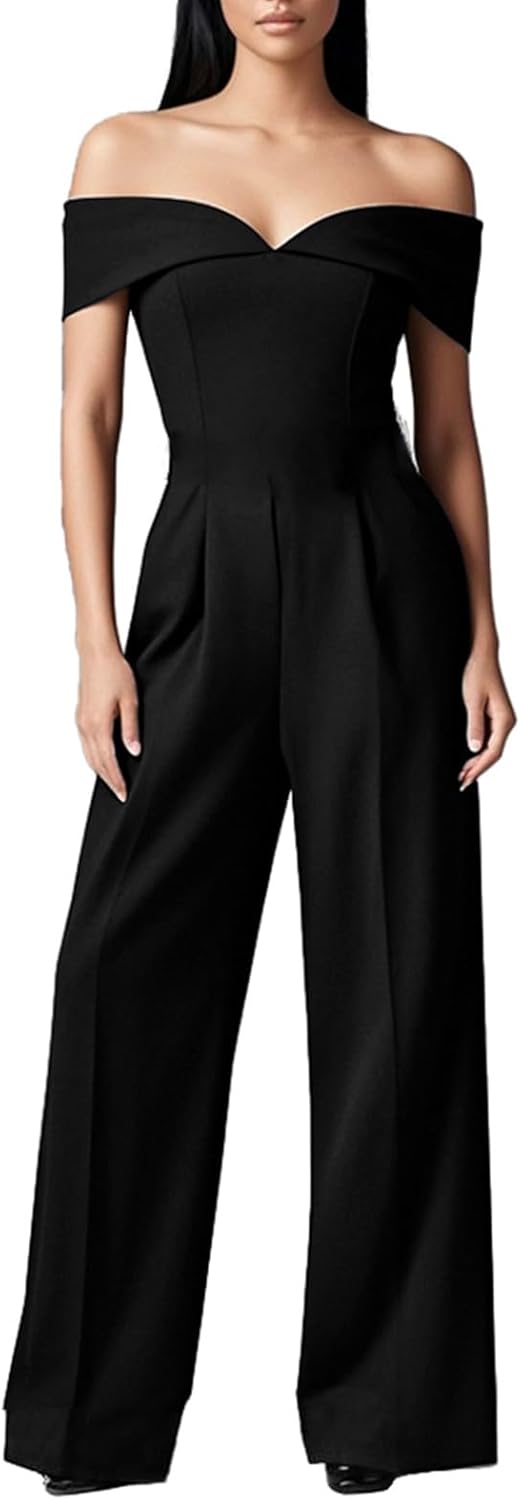DeftSharp Women's Sexy Cocktail Party Rompers Long Jumpsuit