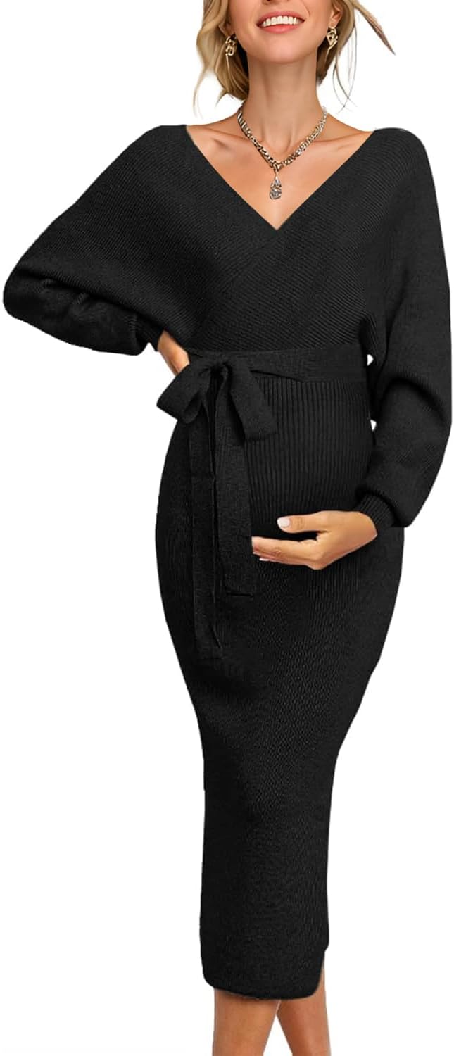 Fall Winter Maternity Nursing Dress for Baby Shower Photoshoot