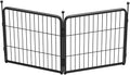 4 ft L Outdoor Decorative Metal Garden Fence 2 Panels - Black