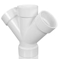 4 in Hub PVC DWV Double Wye Schedule 40 - Smooth Drain Diversion