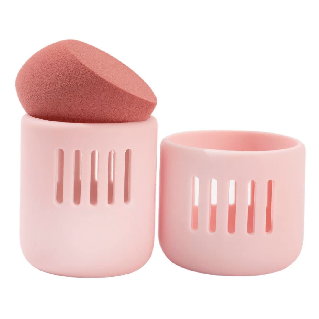 Pink Silicone Sponge Holder Travel Case - Cleaner & Protected Sponge