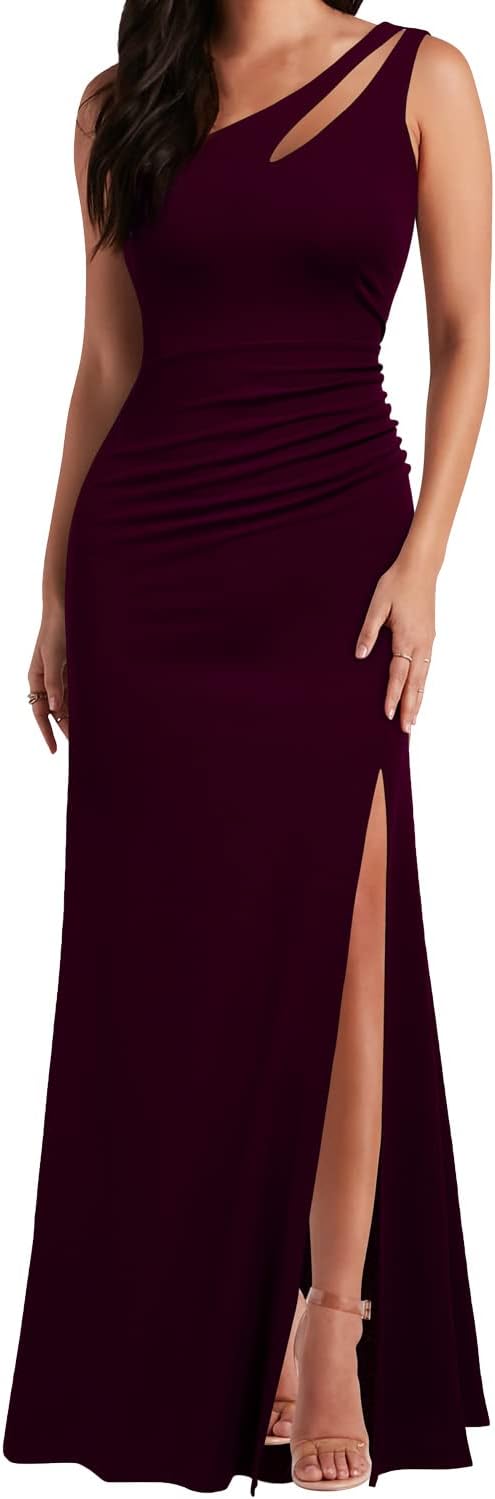 WOOSEA Women's One Shoulder Sleeveless Bodycon Mermaid Dress