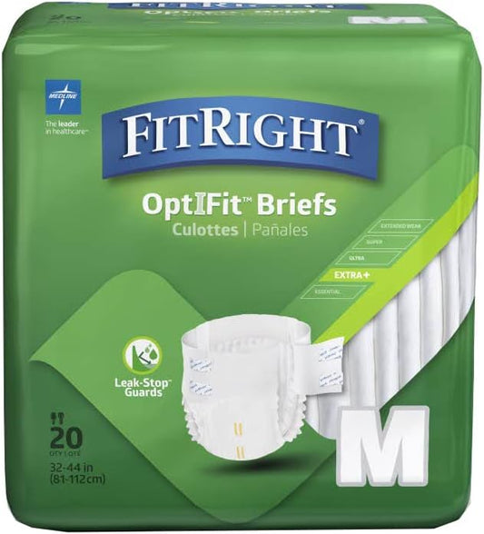 Medline FitRight OptiFit Extra+ Adult Diapers - Leak Guard Protection