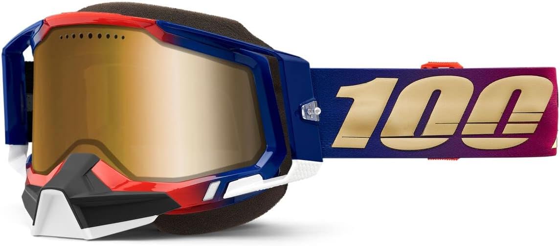 RACECRAFT 2 Snowmobile Goggle - 100% United True Gold Vision