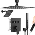 Shower Faucet Set Matte Black Shower System with Dual Rain Heads