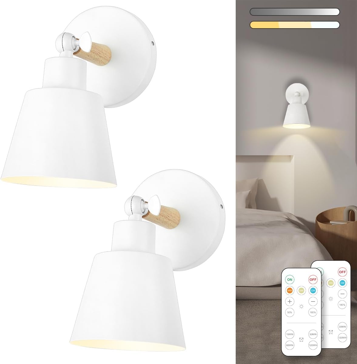 Battery Operated Wall Sconce Set of Two for Easy Installation