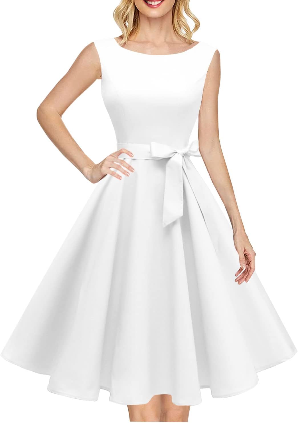 Vintage 1950s Cocktail Dress for Women - Boatneck Sleeveless Style
