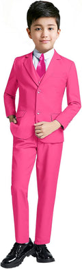 Boys Hot Pink Slim Fit 5-Piece Suit Set - Formal Tuxedo