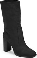 Women's Mid-calf Suede Boots with Chunky 3.2in Block Heel - Juliet