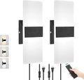 Plug in Wall Sconces Set of Two with Adjustable Color & Brightness