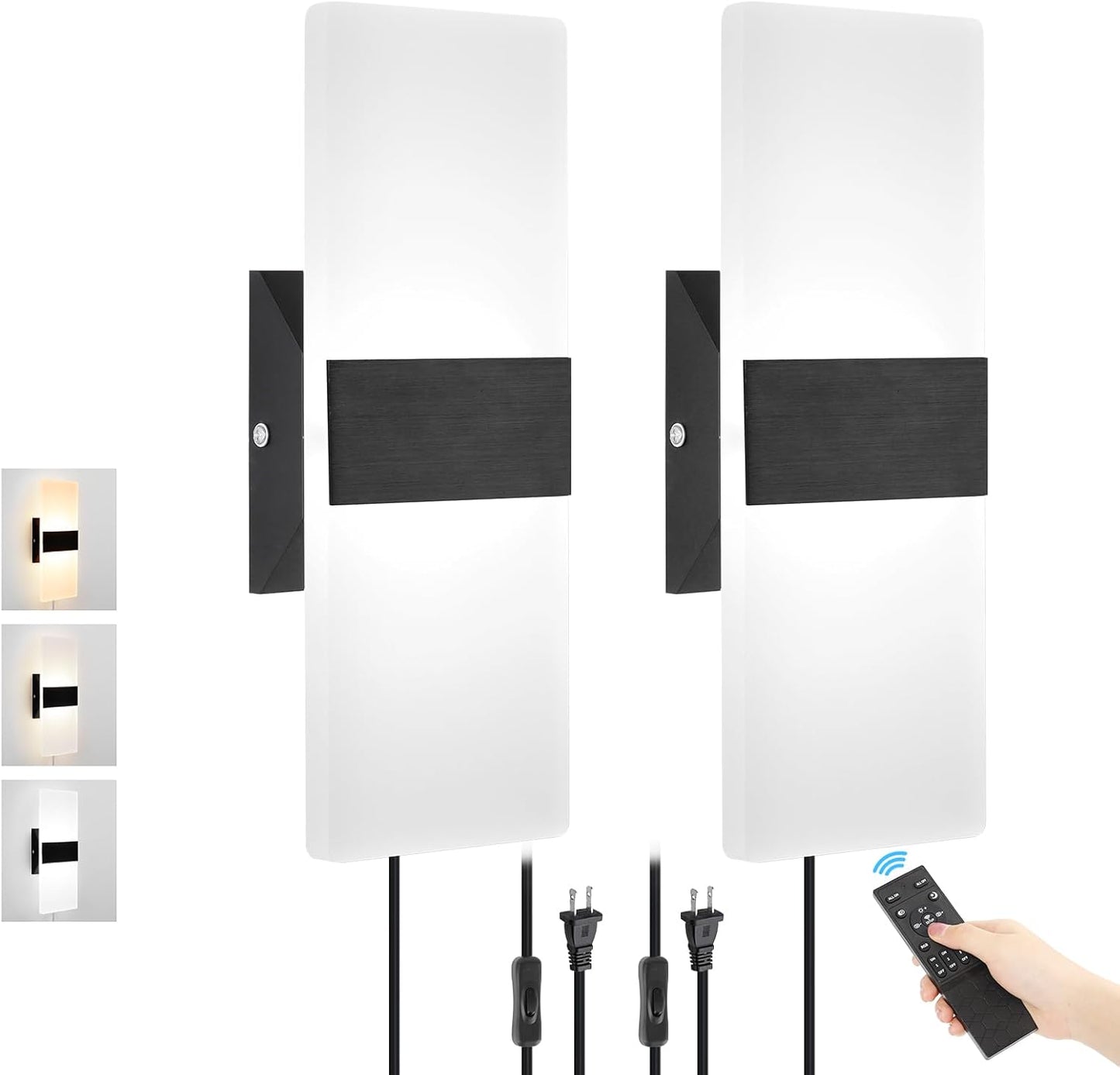 Adjustable Plug in Wall Sconces with Remote Control for Home