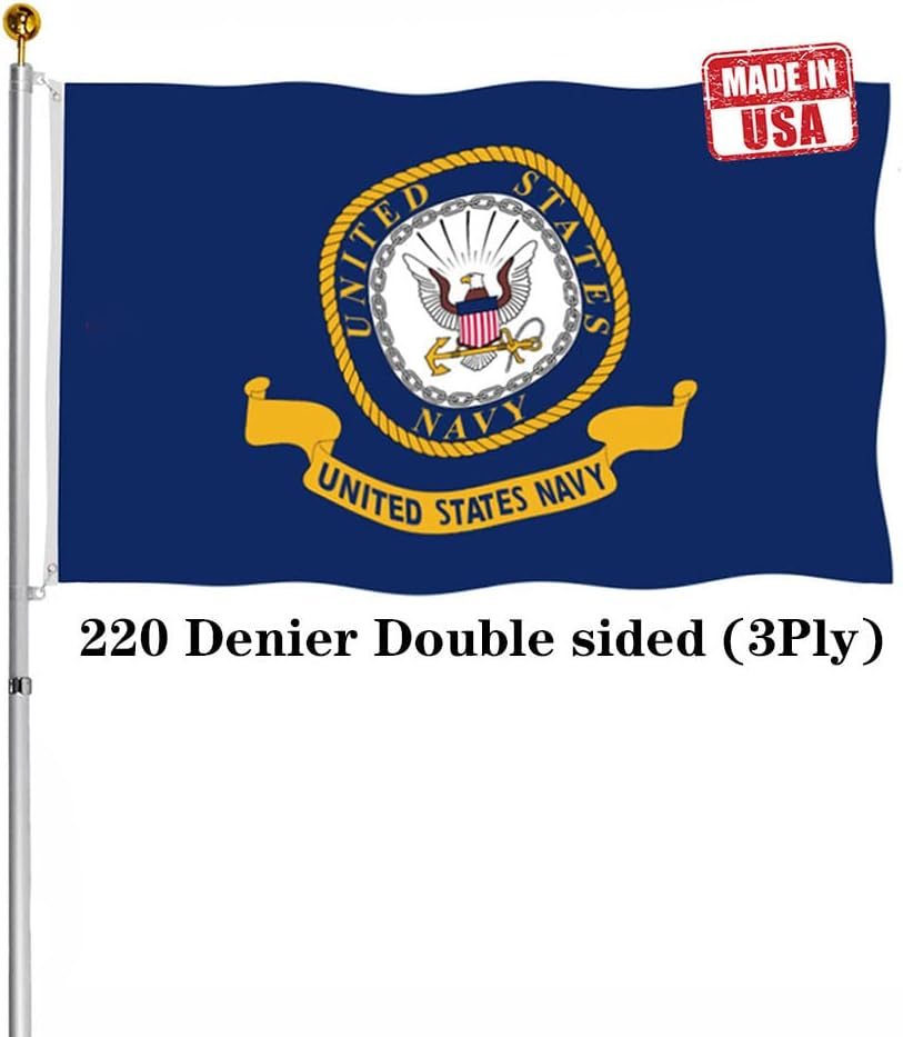 Double Sided US Emblem Navy Flag 5x8 - Durable and Vivid Colors