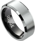 The Ridge Tungsten Ring for Men - Durable Beveled Wedding Band