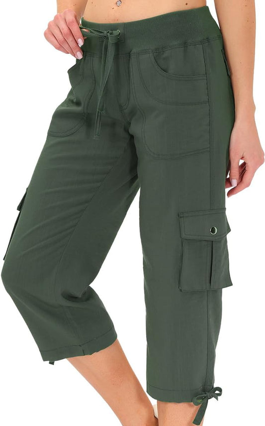 MoFiz Womens Capris with Pockets for Casual Outdoor Activities