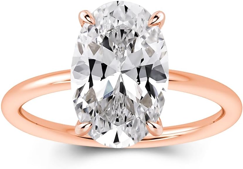 3.5 Carat Elongated Oval Cut Engagement Ring in Sterling Silver