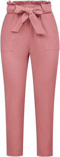 Women's Paper Bag Waist Pants High Waist Slim Fit - Comfortable Office