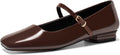 Coutgo Women's Mary Jane Flats Square Toe - Dressy Patent Leather
