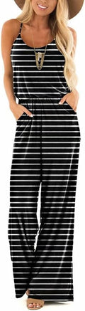 Womens Spaghetti Strap Wide Leg Jumpsuit Romper - Flattering Fit
