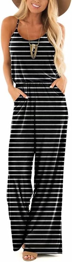 Lacozy Womens Casual Sleeveless Spaghetti Strap Jumpsuit