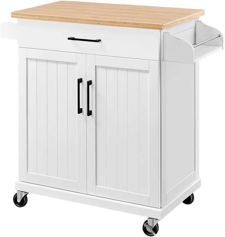 Yaheetech White Kitchen Cart: Mobile Storage & Style