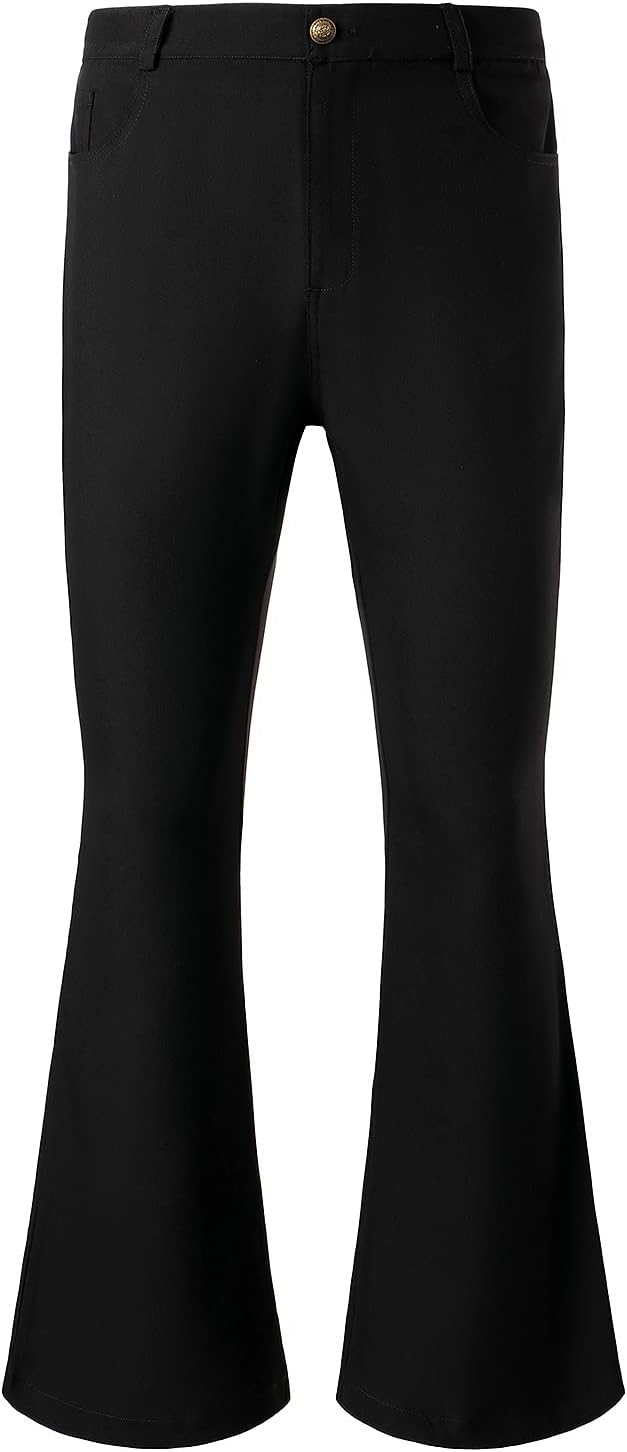 JOGAL Mens Bell Bottom Pants for 70s Disco Outfits Slim Fit