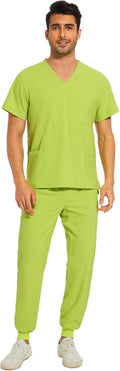 COZYFIT Men Scrubs Set Stretch V-Neck Top & Jogger Pant - 8 Pockets 2