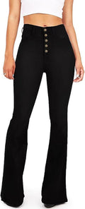 KDF Flare Jeans for Women High Waisted Black Bell Bottoms