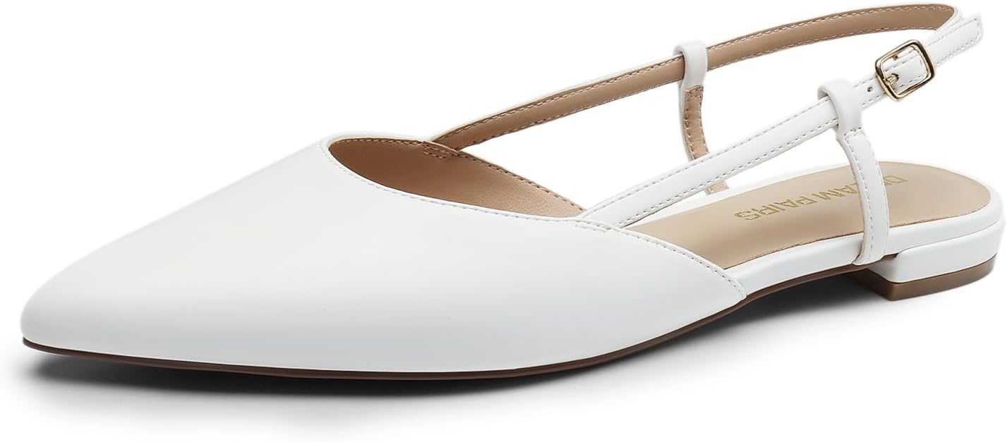DREAM PAIRS Slingback Flats for Women - Chic Pointed Toe Style