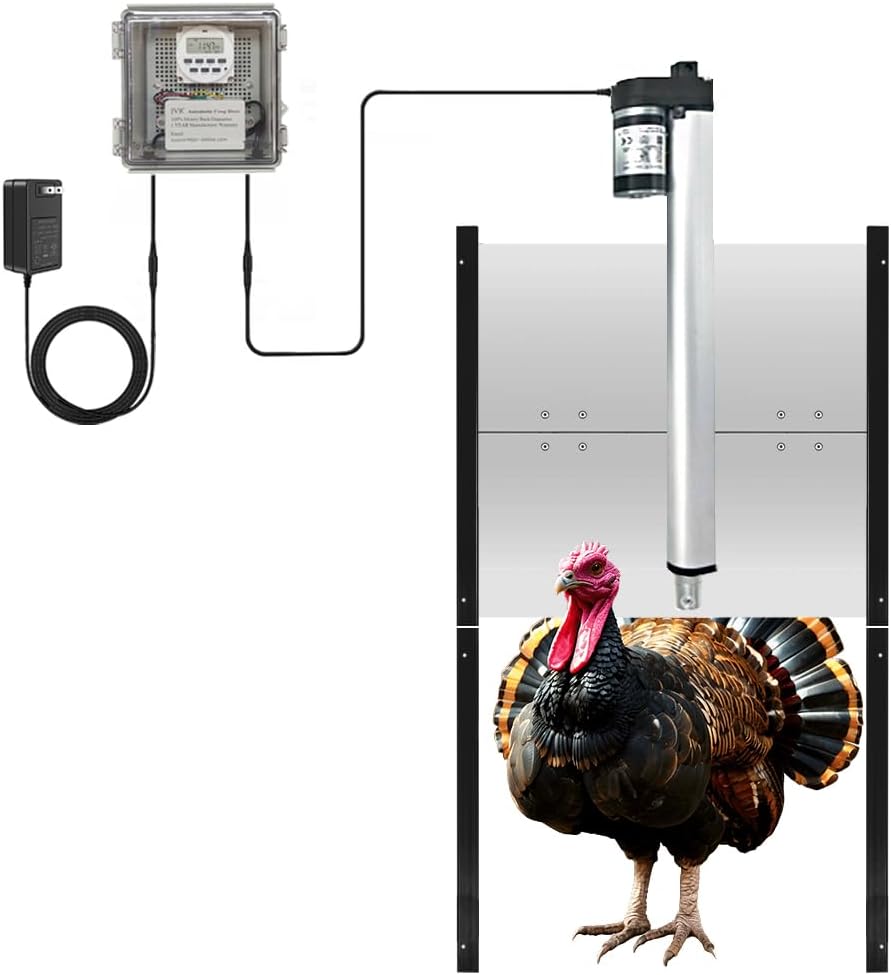 JVR Automatic Turkey Coop Door with Timer for Large Birds