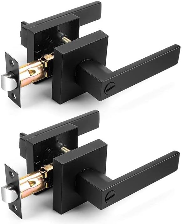 Probrico Interior Black Door Handle Set for Modern Privacy Needs