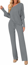 Women 2 Piece Sweater Set High Neck Knit Pullover Wide Leg - Stylish