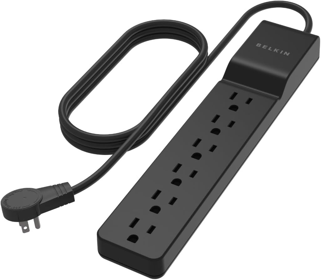 Belkin 6-Outlet Surge Protector Power Strip - 6ft Cord, 360 Rotating Plug - 600 Joules