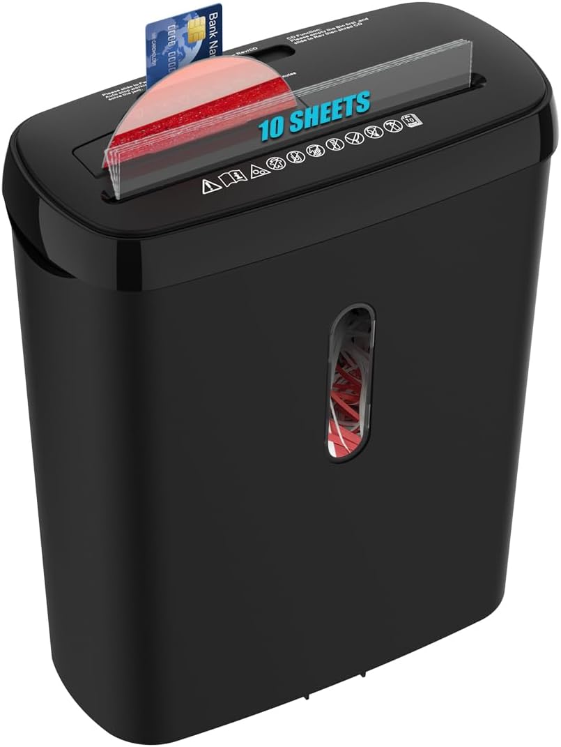 Home Office Paper Shredder with 10-Sheet Capacity and Jam Proof