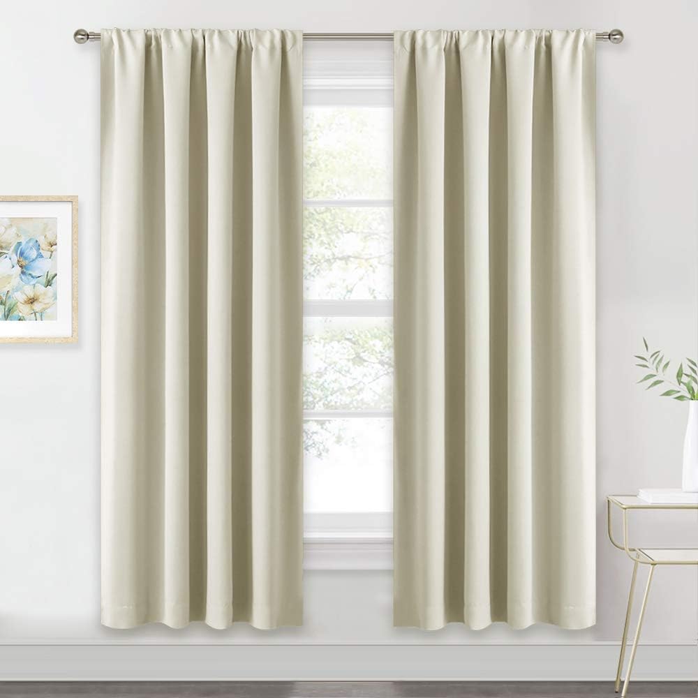 Beige Blackout Curtains, Wide 62x72 - 2 Panels