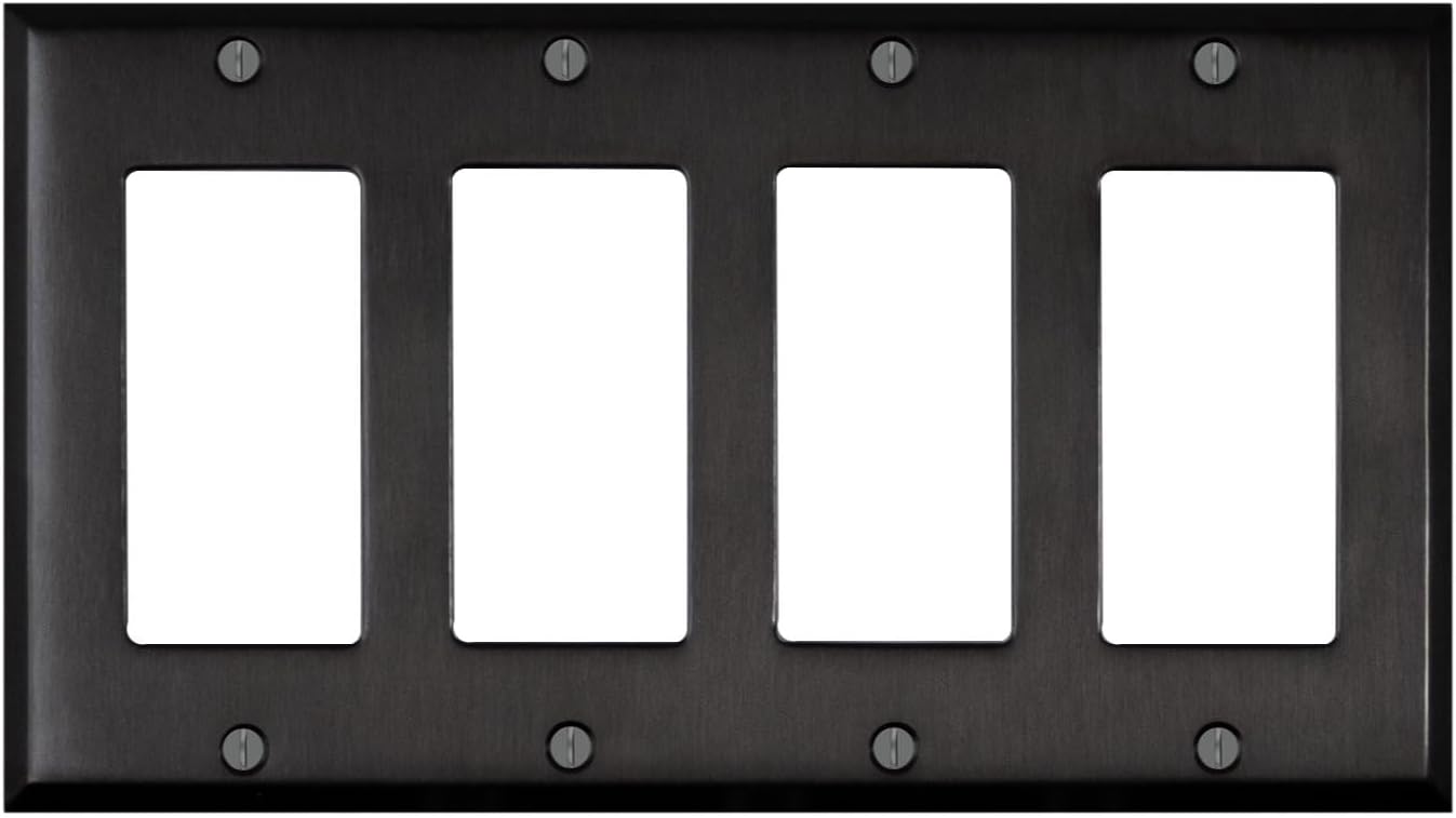 Satin Nickel Black GFI Rocker Outlet Wall Plate Cover 8.25ft x 4.5ft