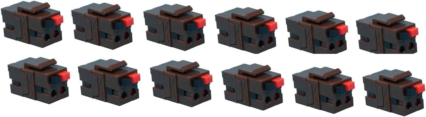 RiteAV Speaker Spring Clip Keystone Jack for Wall Plates - 12 Pack
