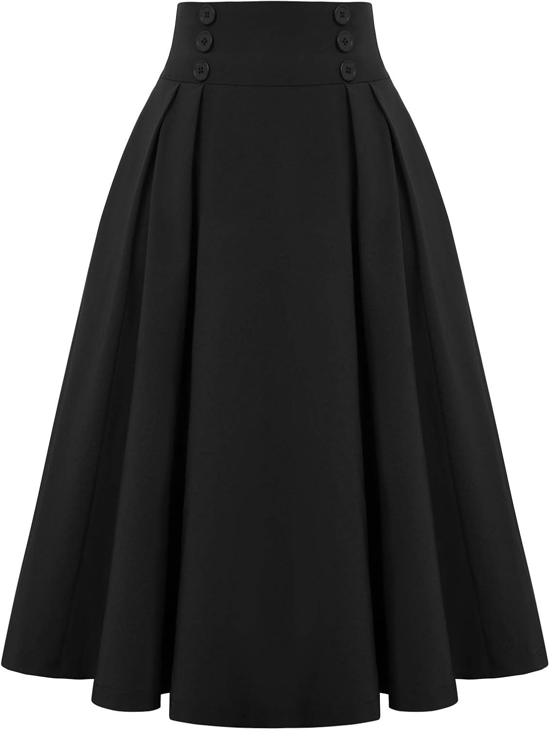Belle Poque Women's Vintage High Waist Pleated Midi Skirt