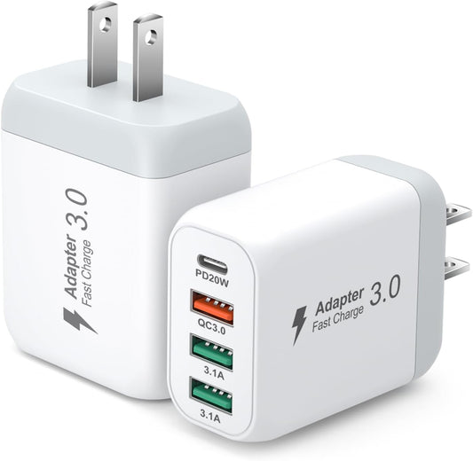 Fast Charge 4-Port USB C Wall Charger Duo by OKRAY