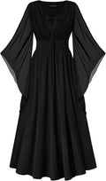 Scarlet Darkness Renaissance Dress Women Bell Sleeve Fairy Maxi